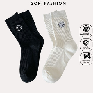 Tất cao cổ nam nữ họa tiết mặt cười GOMTAT, phong cách Hàn Quốc, chất liệu cotton thoáng mát  -MATCUOI-PO-3021-1DOI