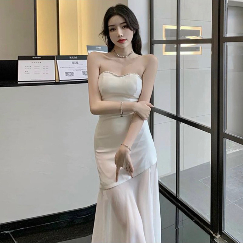 Đầm cườm thiết kế cúp ngực phối lưới (hình thật shop chụp ) - CarotShop