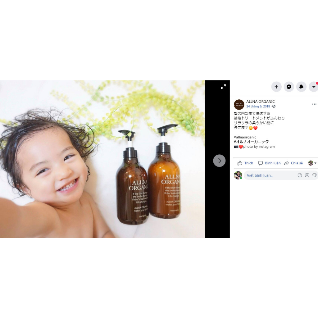 Dầu gội hữu cơ Allna Organnic Collagen Hyaluronic Acid Vitamin /hương hoa oải hương, hoa Calendula/dòng Smooth