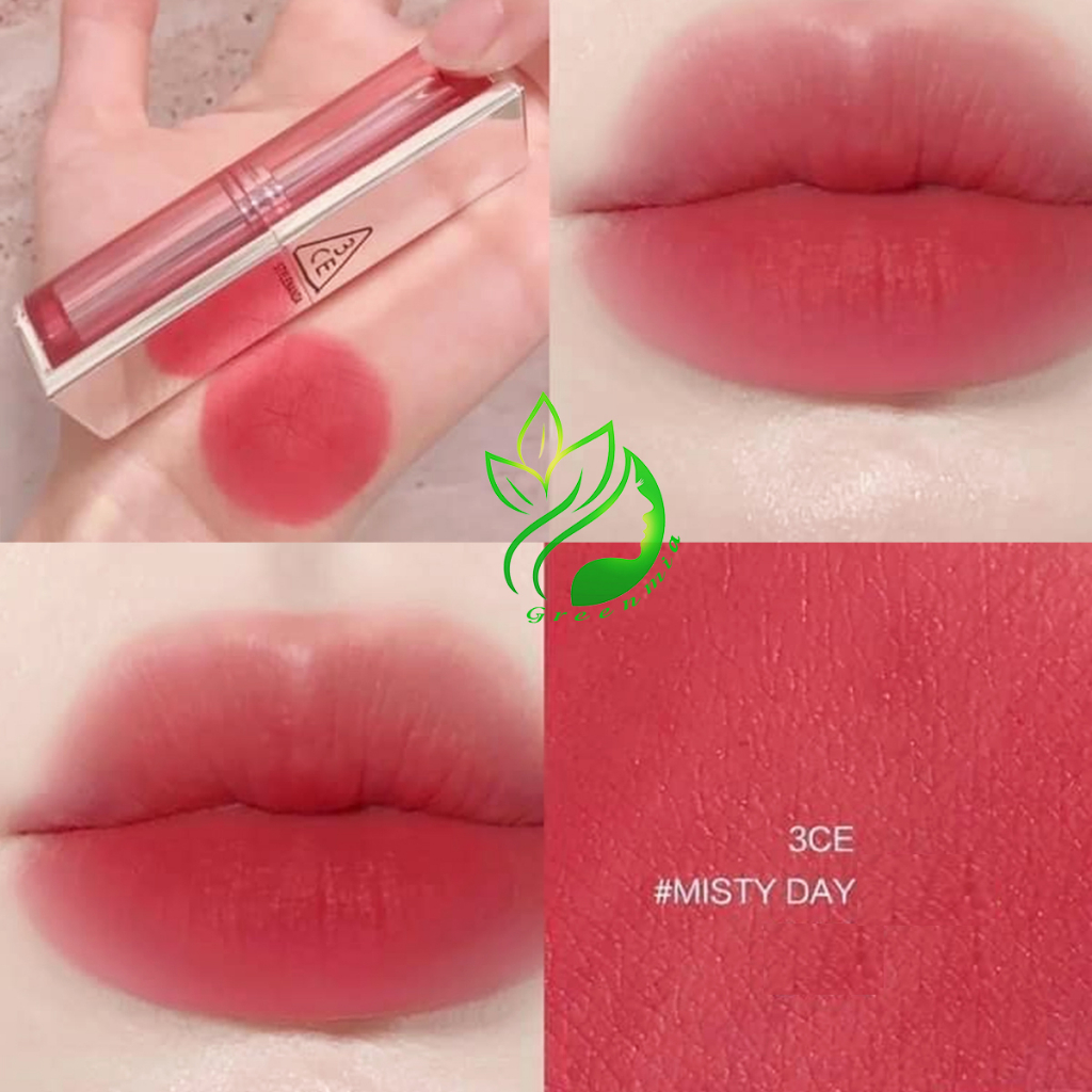 Son Thỏi 3CE Blur Matte Lipstick Misty Day Tông Màu Hồng San Hô Pha Một Chút Tím Nude Nhẹ Nhàng 4g Mịn Lì Mờ Ảo Nhẹ Tênh