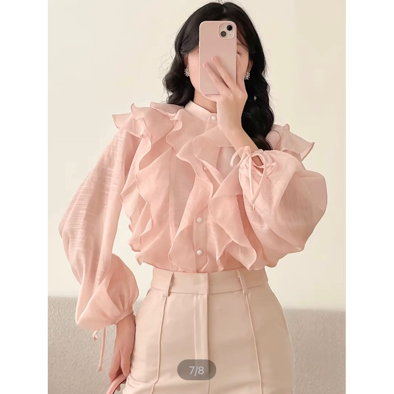 Áo sơ mi bánh bèo Rechic size M