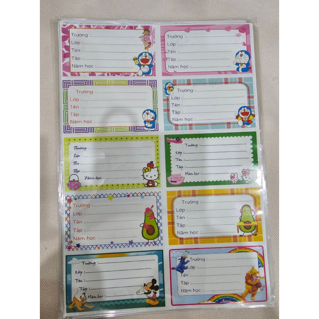 Xấp 5 tờ nhãn vở