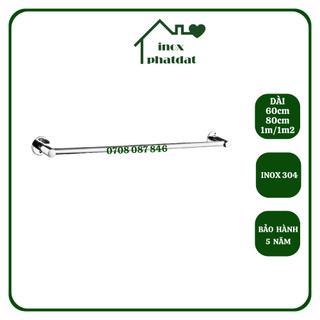Thanh treo khăn Inox 304 PHÁT ĐẠT không rỉ sét dài 60,80cm,1m,1m2, máng khăn nhà tắm cao cấp, giá móc khăn mặt (SP032A)