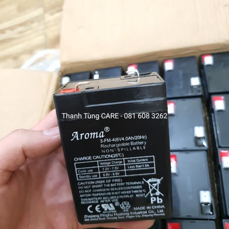 Ắc quy 6V4Ah Aroma cho Quạt tích điện | Xe điện trẻ em 6V-12V chính hãng Aroma