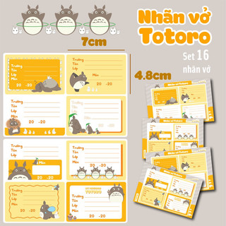 Set 16 nhãn vở Totoro, Doraemon, Gấu dâu Lotso siêu cute