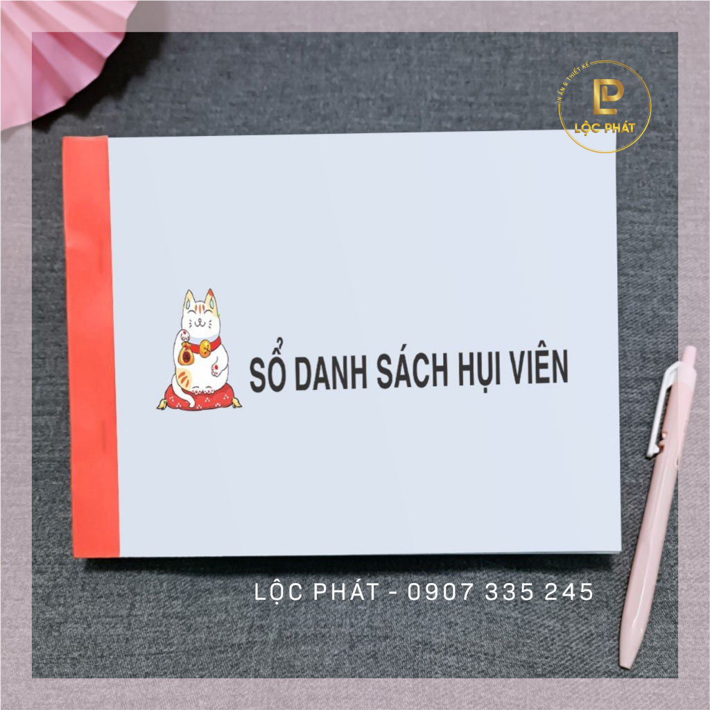 Khuyến mãi: Sổ Danh sách hụi viên mẫu mèo thần tài siêu xinh kích thước A5 ngang 21 cao 16 cm