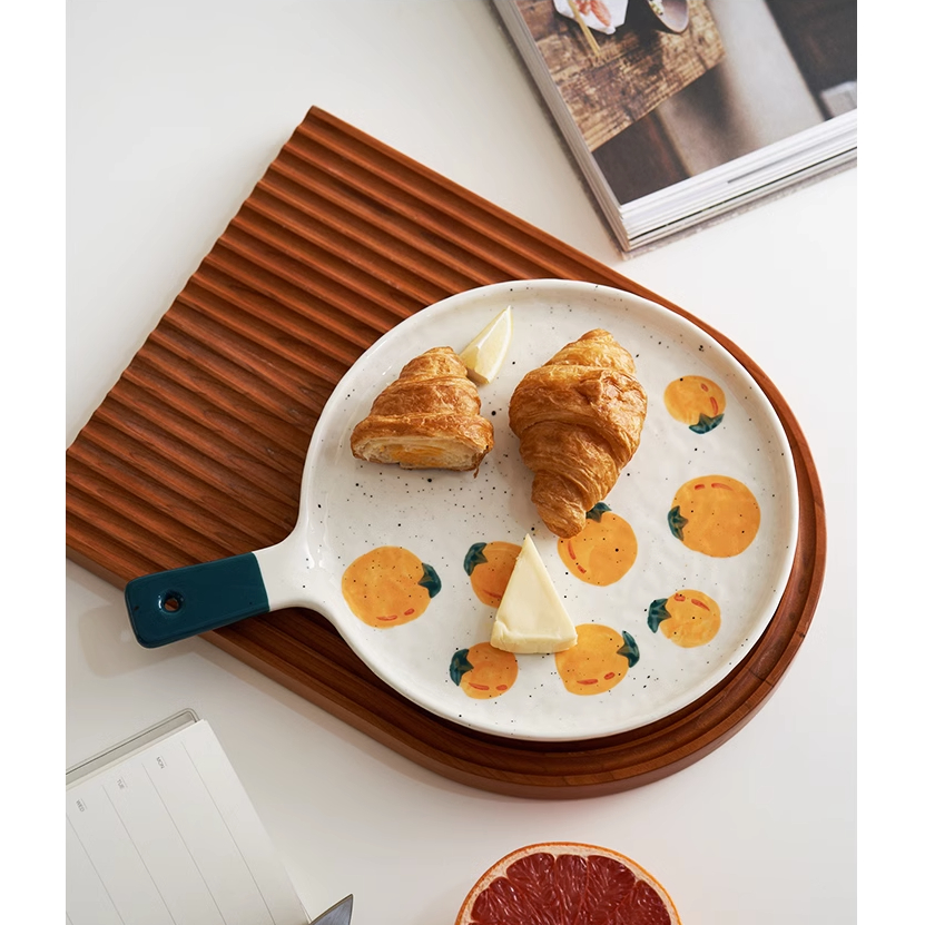 Đĩa tròn pizza, Đĩa Decor Họa Tiết Bắt Mắt Chất Liệu Sứ Cao Cấp