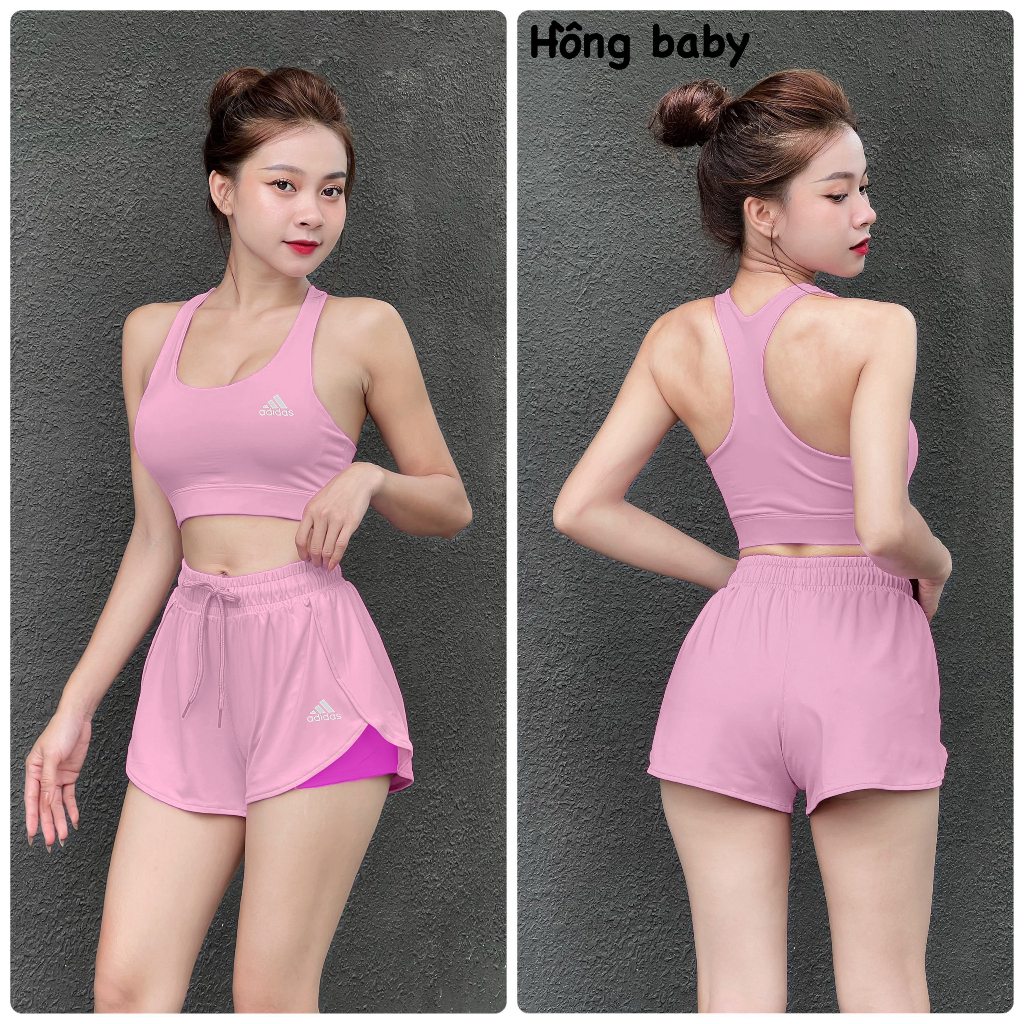 Set Ngắn Thể Thao Nữ Thun Polly 2 Lớp Adi Cực Sành Điệu