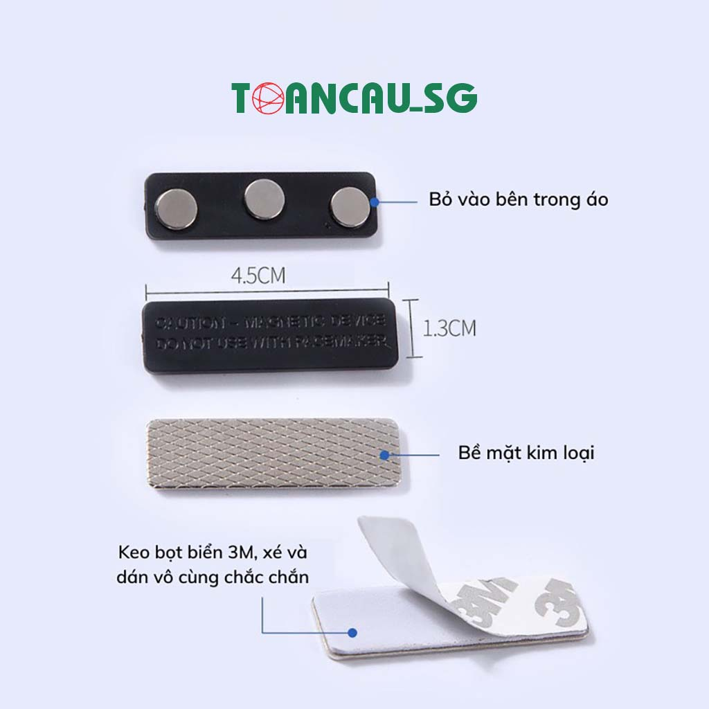 Nam châm bảng tên 3 nút siêu hít 45x13mm