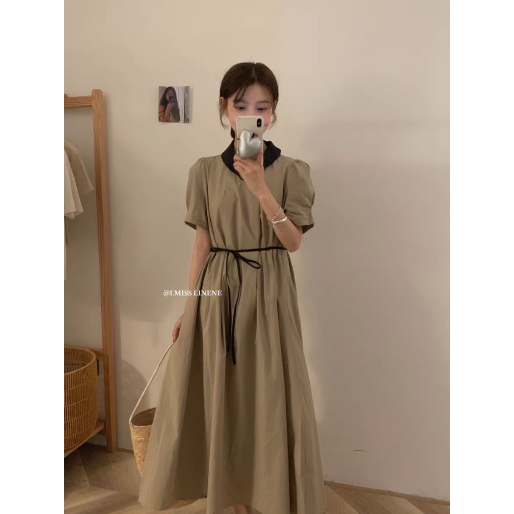 Váy thô cổ sen suông tay bồng IMISS 60133