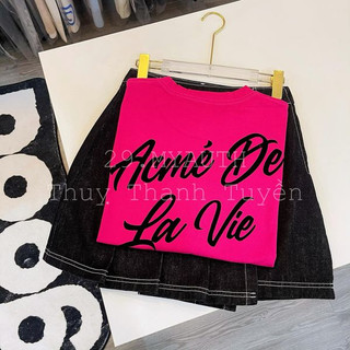 Áo thun adlv chữ nghiêng pink