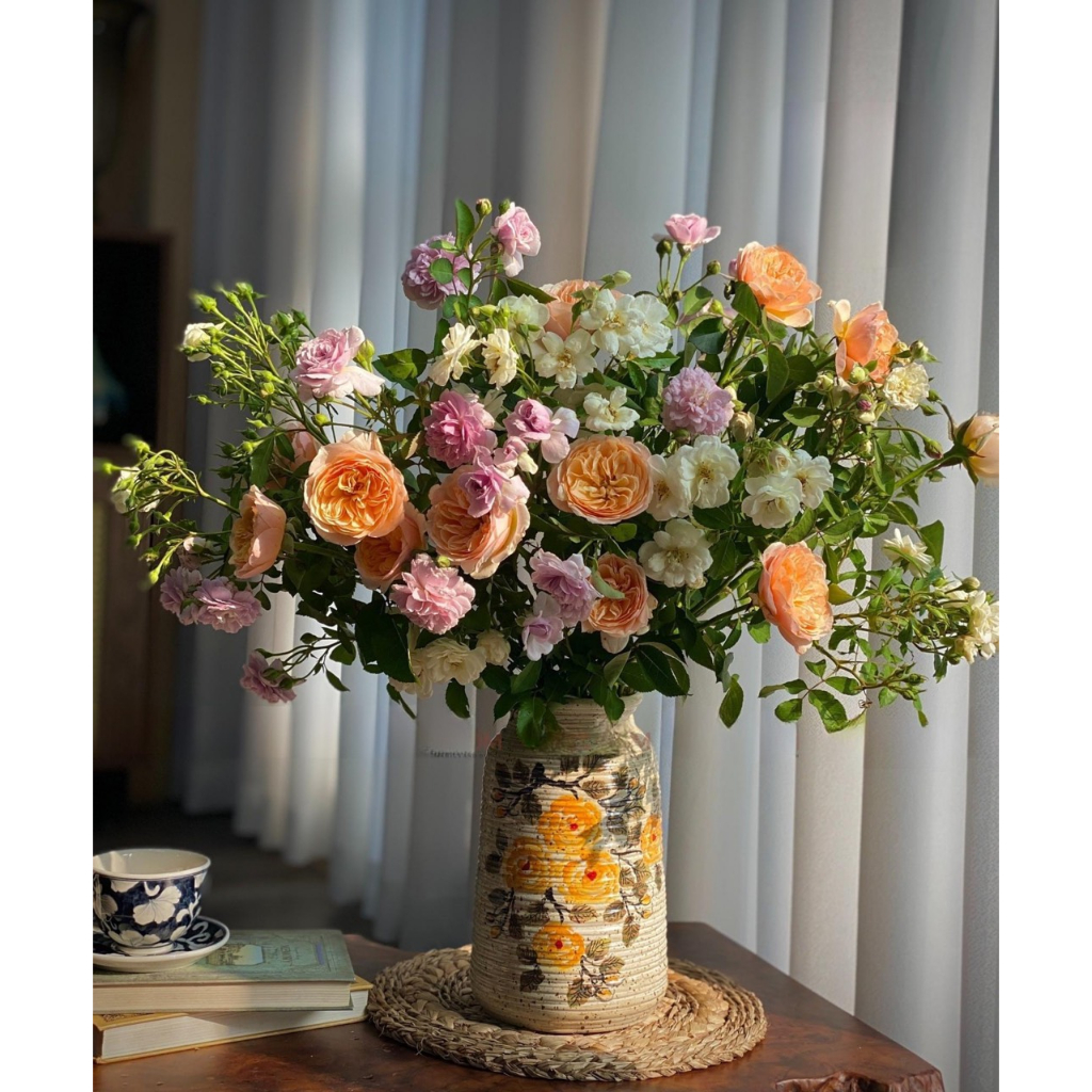 Bình Hoa Lọ Hoa Gốm Dáng Phích Để Bàn Cao 24cm Gốm Sứ Bát Tràng - Gốm Bích