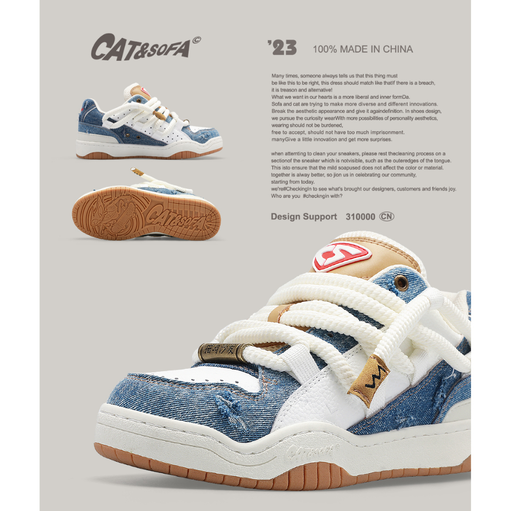 Giày Cat Sofa Chính Hãng 🔴SIMPLE SNEAKER🔴 Giày Bánh Mì Cat&sofa DREAD LOCKS Màu Denim  - AC303