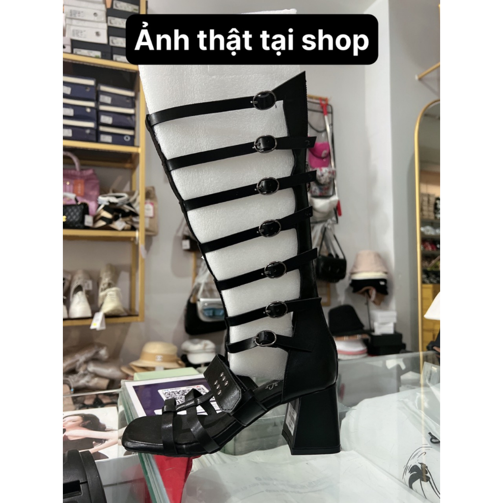 Bốt /boots cao cổ chiến binh khóa kéo sau gót vuông cao 5p fulbox 793-1 HACHI SHOES