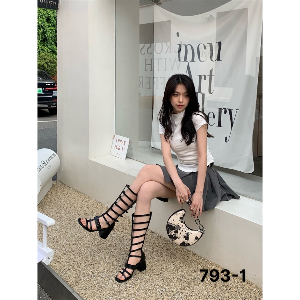 Bốt /boots cao cổ chiến binh khóa kéo sau gót vuông cao 5p fulbox 793-1 HACHI SHOES