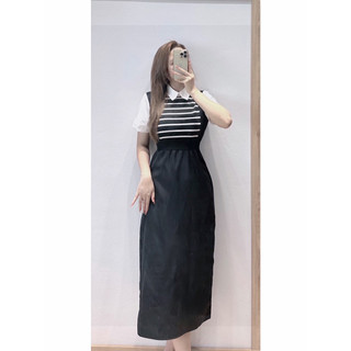 Váy sơ mi phối kẻ