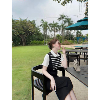 Váy sơ mi phối kẻ