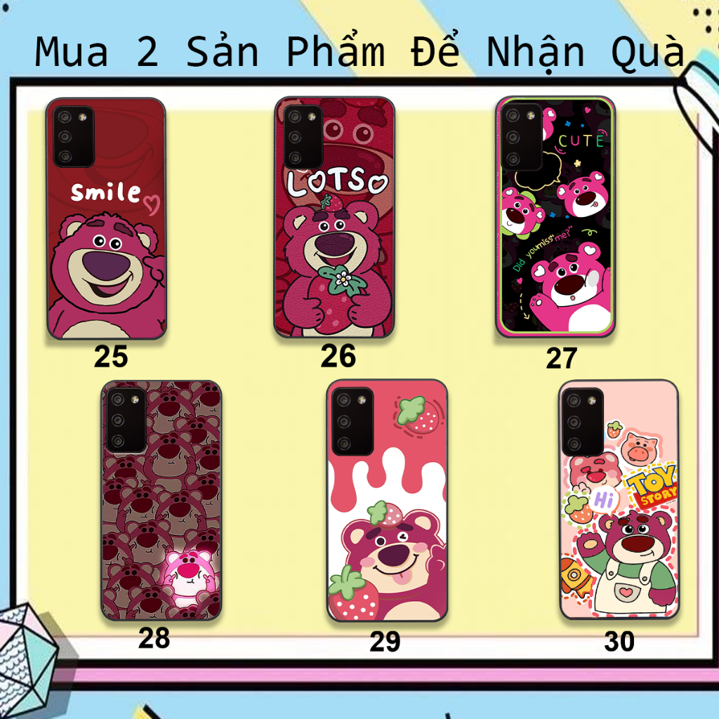 Ốp Samsung A03S / A03 / A03 Core / Samsung A02 / A02s in hình họa tiết gấu dâu , gấu lotso hồng đẹp cute hot trend