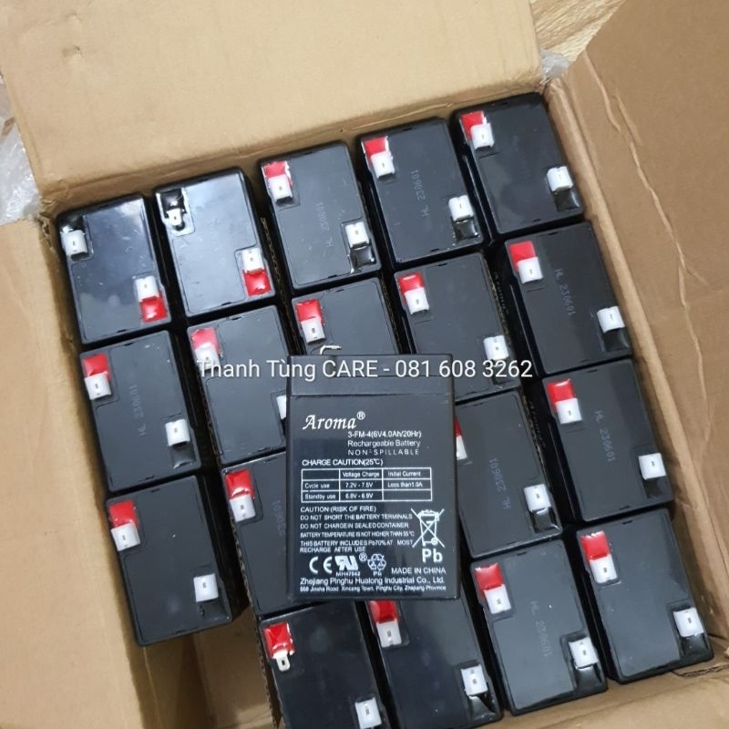 Ắc quy 6V4Ah Aroma cho Quạt tích điện | Xe điện trẻ em 6V-12V chính hãng Aroma