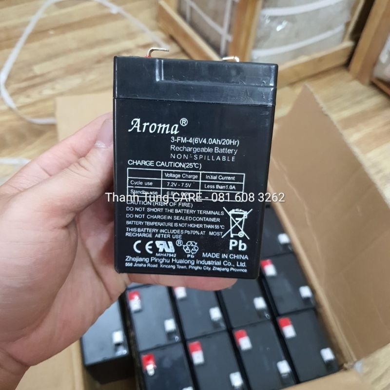 Ắc quy 6V4Ah Aroma cho Quạt tích điện | Xe điện trẻ em 6V-12V chính hãng Aroma