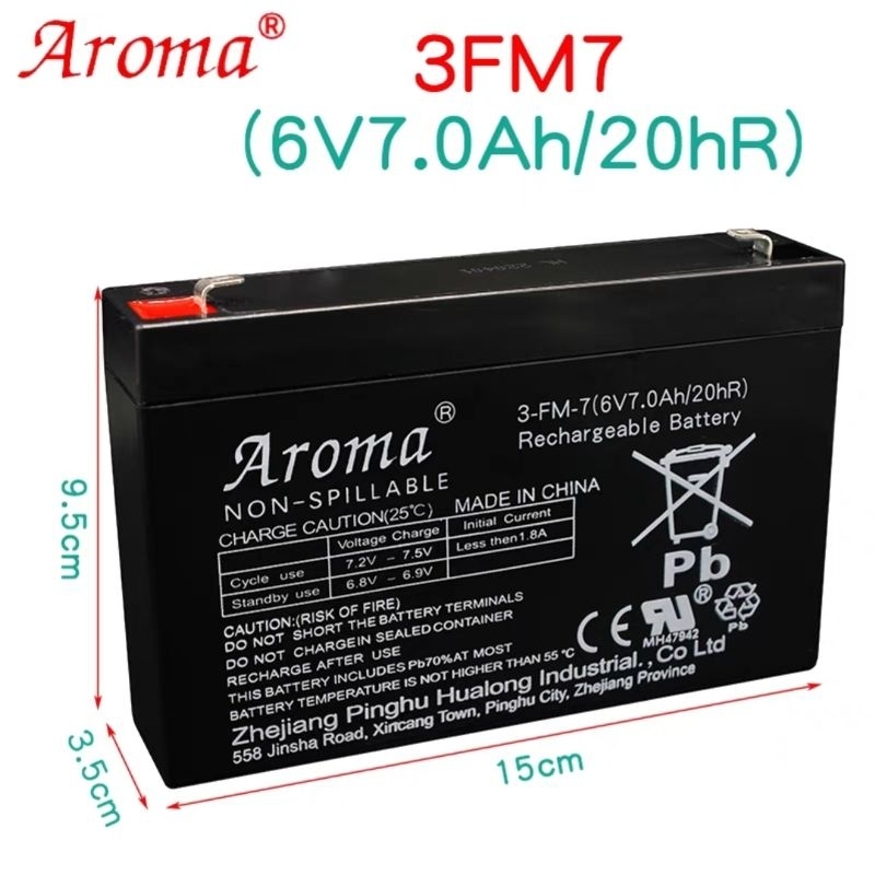 [6V] Ắc quy , Pin 6V7Ah Aroma chính hãng cho Quạt tích điện | Xe điện trẻ em, cân điện tử