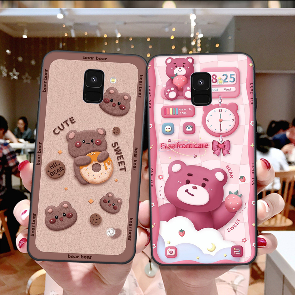 Ốp Samsung A8 / A8 Plus / A8 Star in hình họa tiết gấu nâu , hồng đáng yêu cute đẹp hot trend