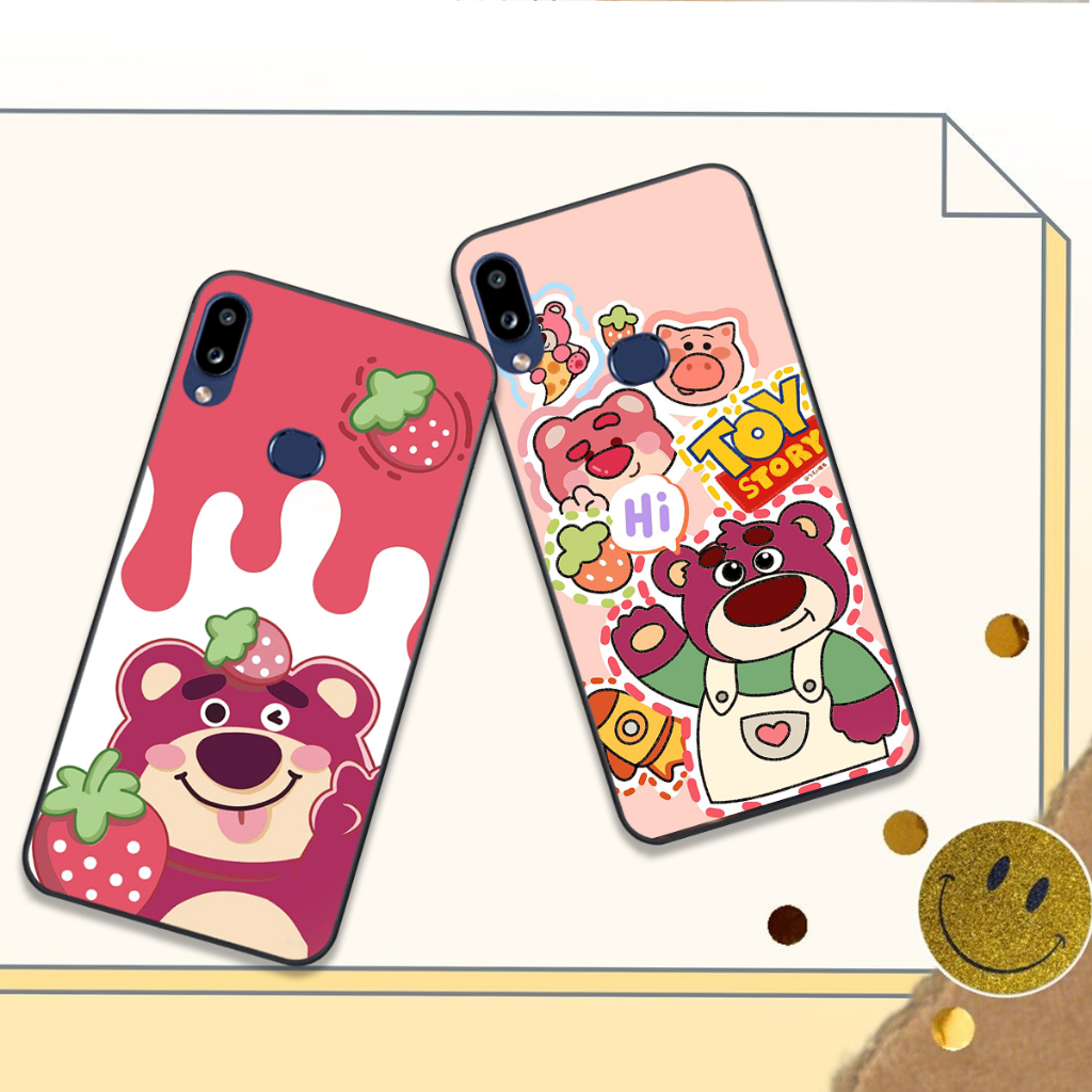 Ốp Samsung A10 / M10 / A10S / A01 in hình họa tiết gấu dâu , gấu lotso hồng đẹp cute hot trend