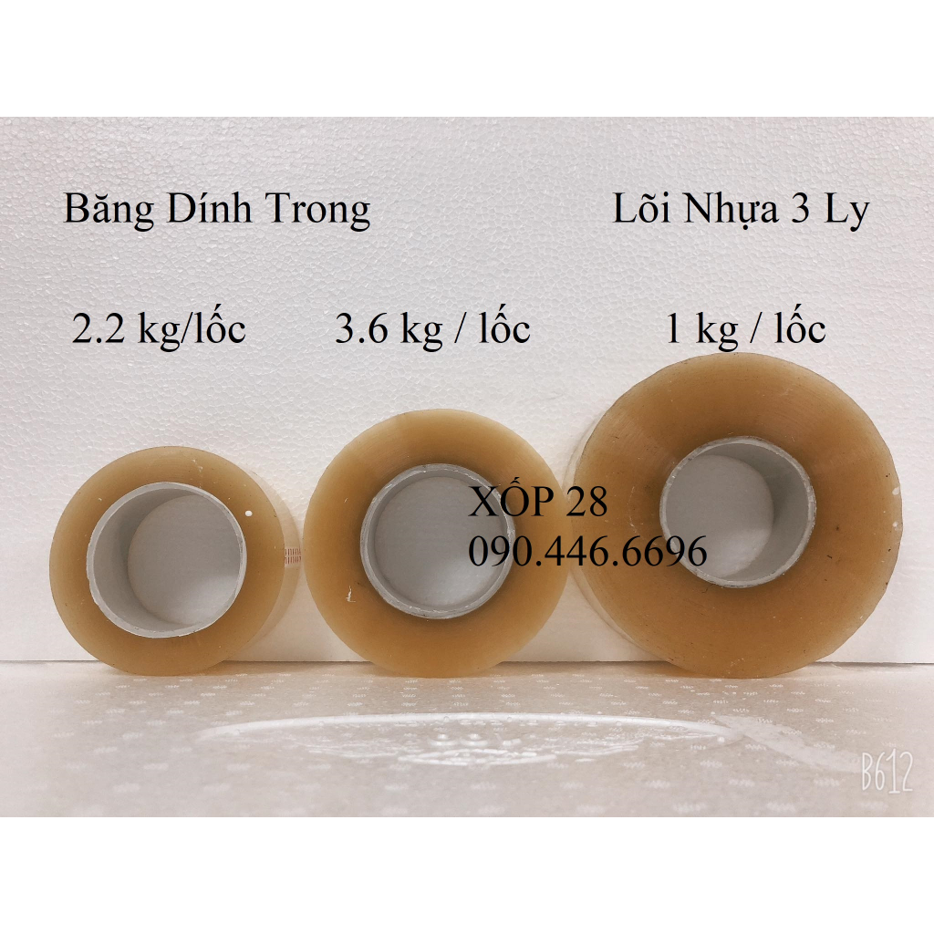 Băng dính trong lõi nhựa 3 ly 0.6kg  / cuộn hỗ trợ đóng thùng xốp thùng bìa thùng carton