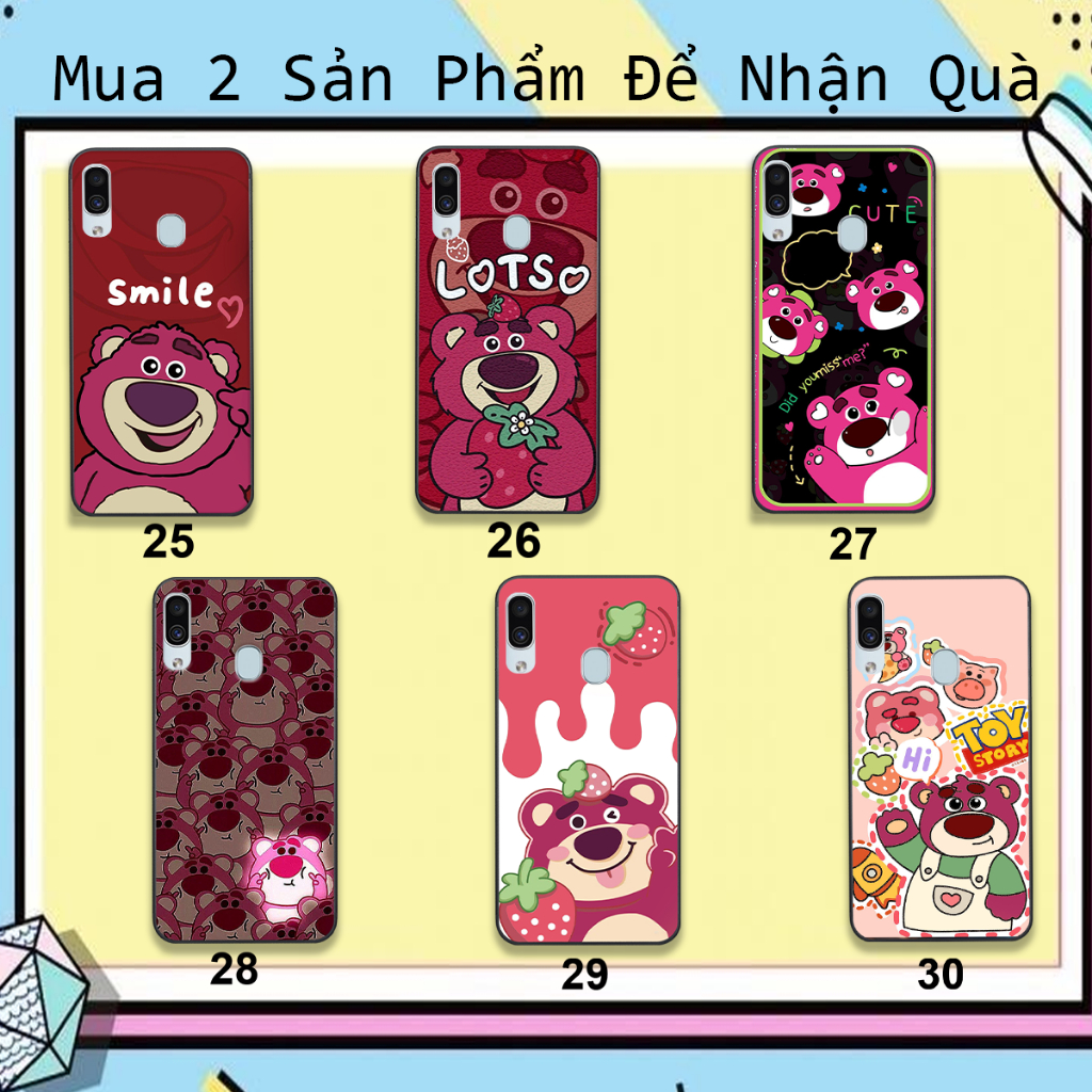 Ốp Samsung A20 / A30 / M20 / Samsung M30 / A20S in hình họa tiết gấu dâu , gấu lotso hồng đẹp cute hot trend