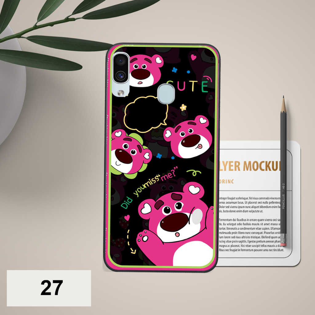 Ốp Samsung A20 / A30 / M20 / Samsung M30 / A20S in hình họa tiết gấu dâu , gấu lotso hồng đẹp cute hot trend