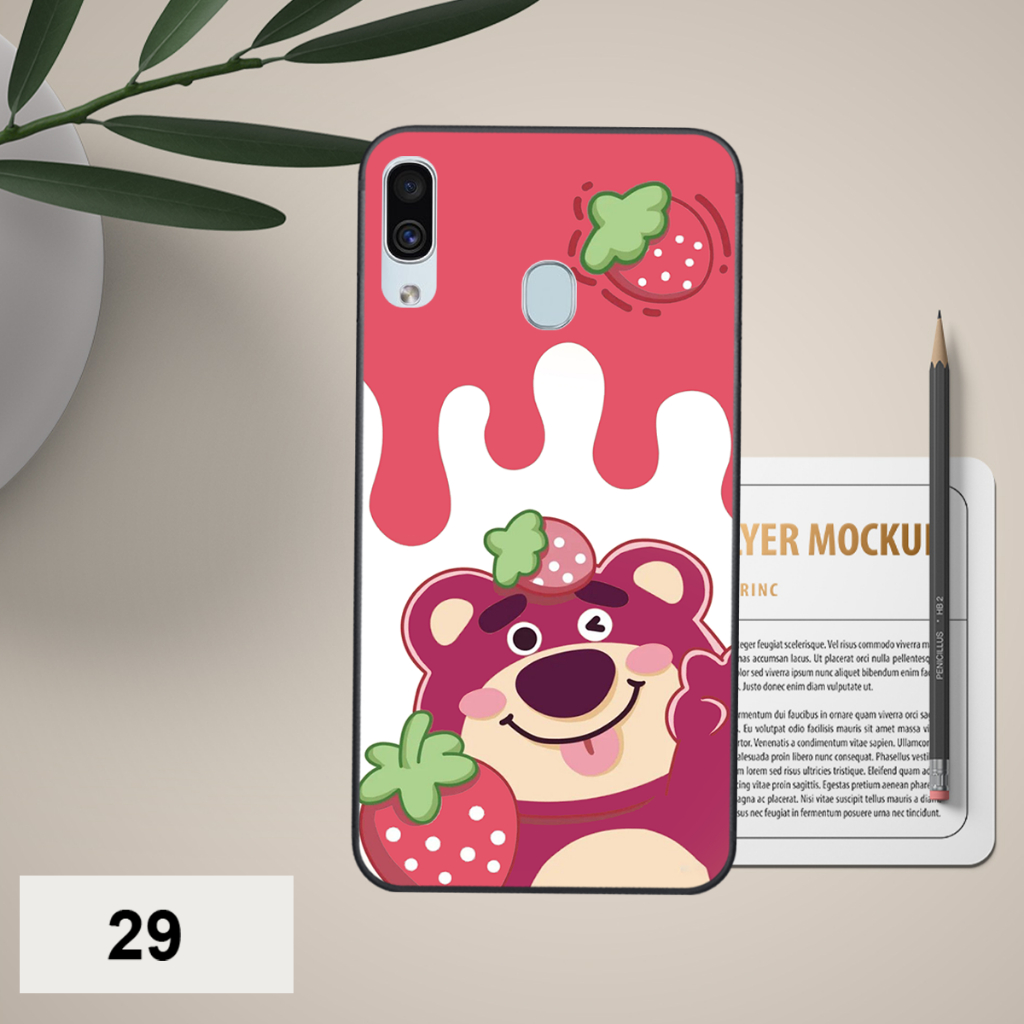 Ốp Samsung A20 / A30 / M20 / Samsung M30 / A20S in hình họa tiết gấu dâu , gấu lotso hồng đẹp cute hot trend