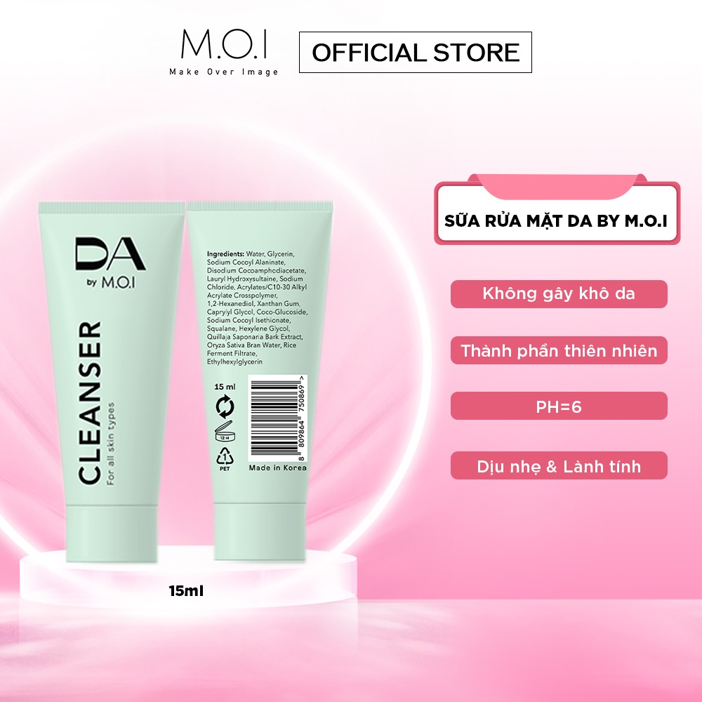 Combo Mini Sữa Rửa Mặt và Toner DA BY MOI Cosmetics Hồ Ngọc Hà  - Làm Sáng Cấp Ẩm‎‎