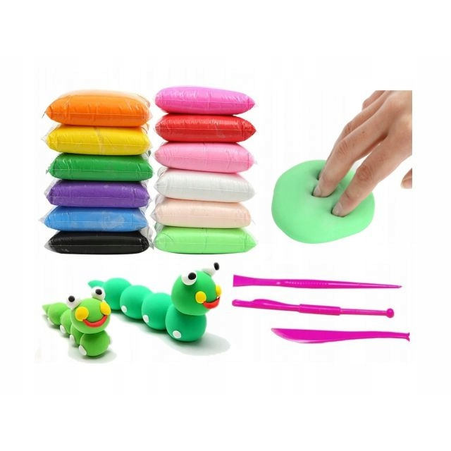 ✏️ Đất Sét Nhật Tự Khô 12 Màu An Toàn Nặn Hình Cao Cấp Siêu Nhẹ Dành Cho Bé Làm Butter Slime Trang Trí