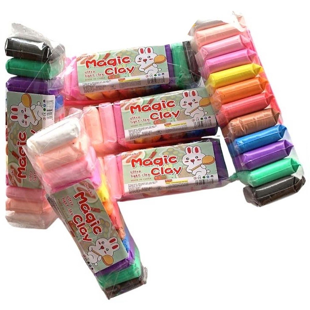 ✏️ Đất Sét Nhật Tự Khô 12 Màu An Toàn Nặn Hình Cao Cấp Siêu Nhẹ Dành Cho Bé Làm Butter Slime Trang Trí