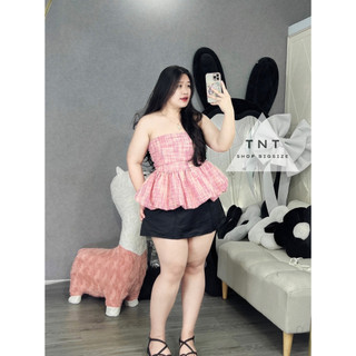 ÁO PEPLUM CUP KẺ SỌC HỒNG [TNT SHOP BIGSIZE 60KG 90KG]