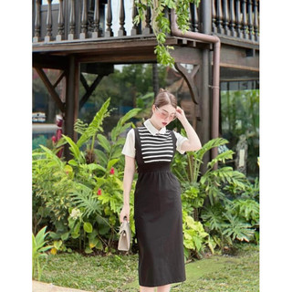 Váy sơ mi phối kẻ