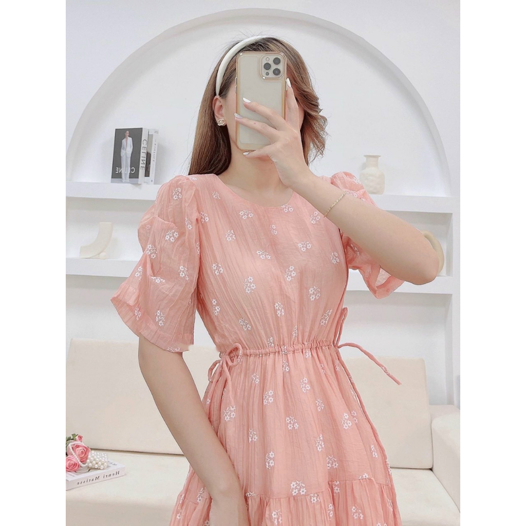 Đầm Babydoll ❤️FREESHIP❤️ Hoa Nhí Dáng Dài Dây Cột Eo