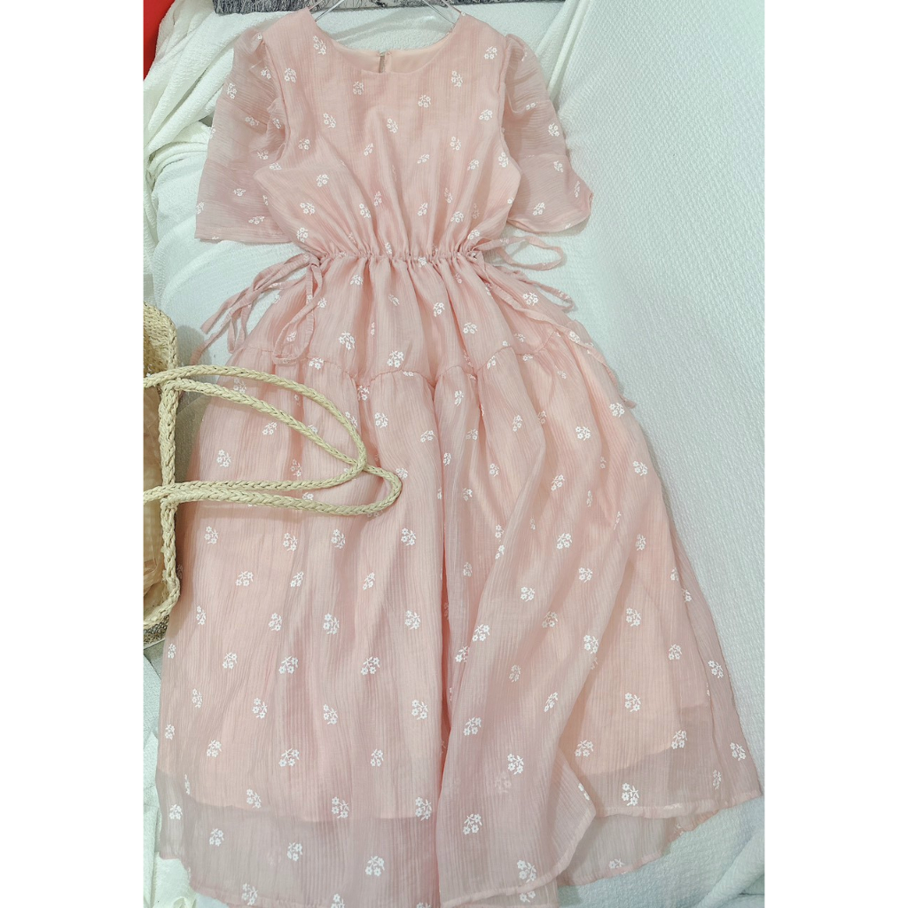 Đầm Babydoll ❤️FREESHIP❤️ Hoa Nhí Dáng Dài Dây Cột Eo