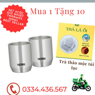 [Ảnh thật] [Mua cốc tặng trà] Set 2 cốc giữ nhiệt Thermos cao cấp 360ml nội địa Nhật Bả