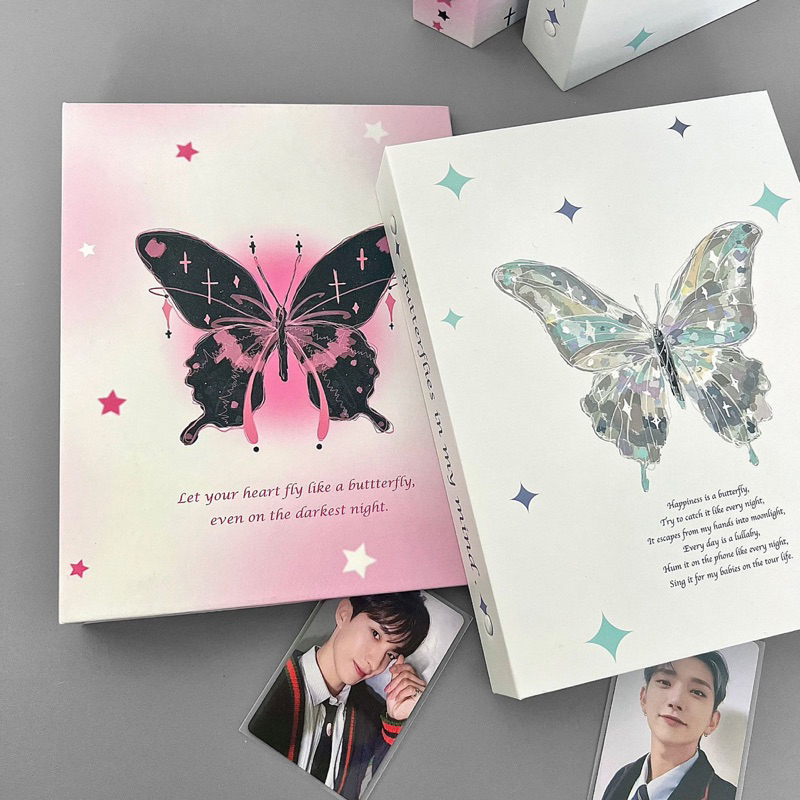 Binder A5 Mẫu butterfly Hồng,Trắng/ Album Ảnh Bìa Cứng đựng card