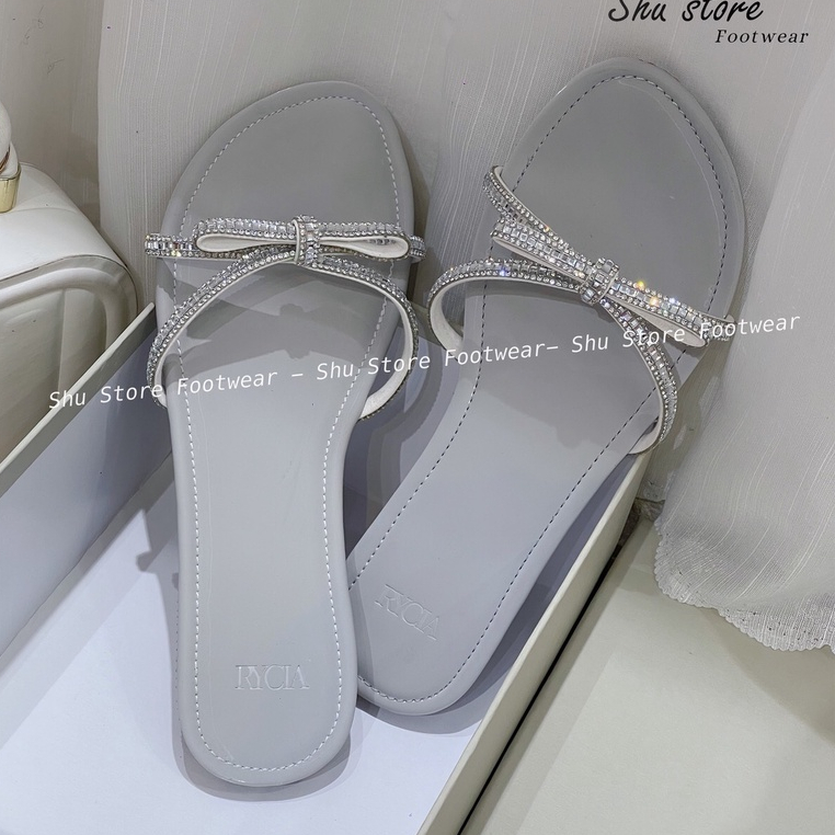 Shu Store | Dép đế bệt thắt nơ đá đế chống trơn trượt siêu xinh cho nàng thời trang nữ
