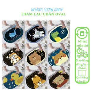Thảm lau chân hình Oval thú cưng 3D chống trượt