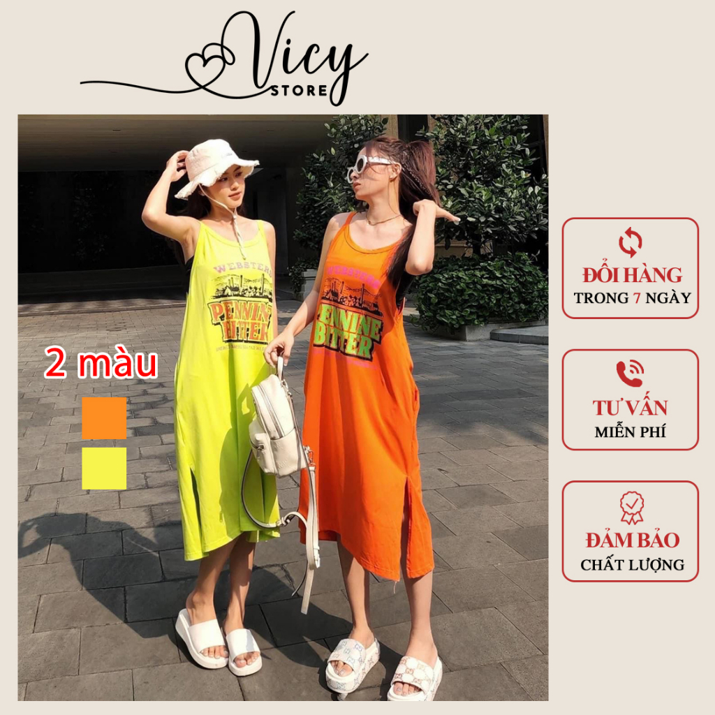 Đầm 2 dây kèm áo ống dàng dài suông, váy nữ cá tính đi biển đi chơi Vicy SAD201