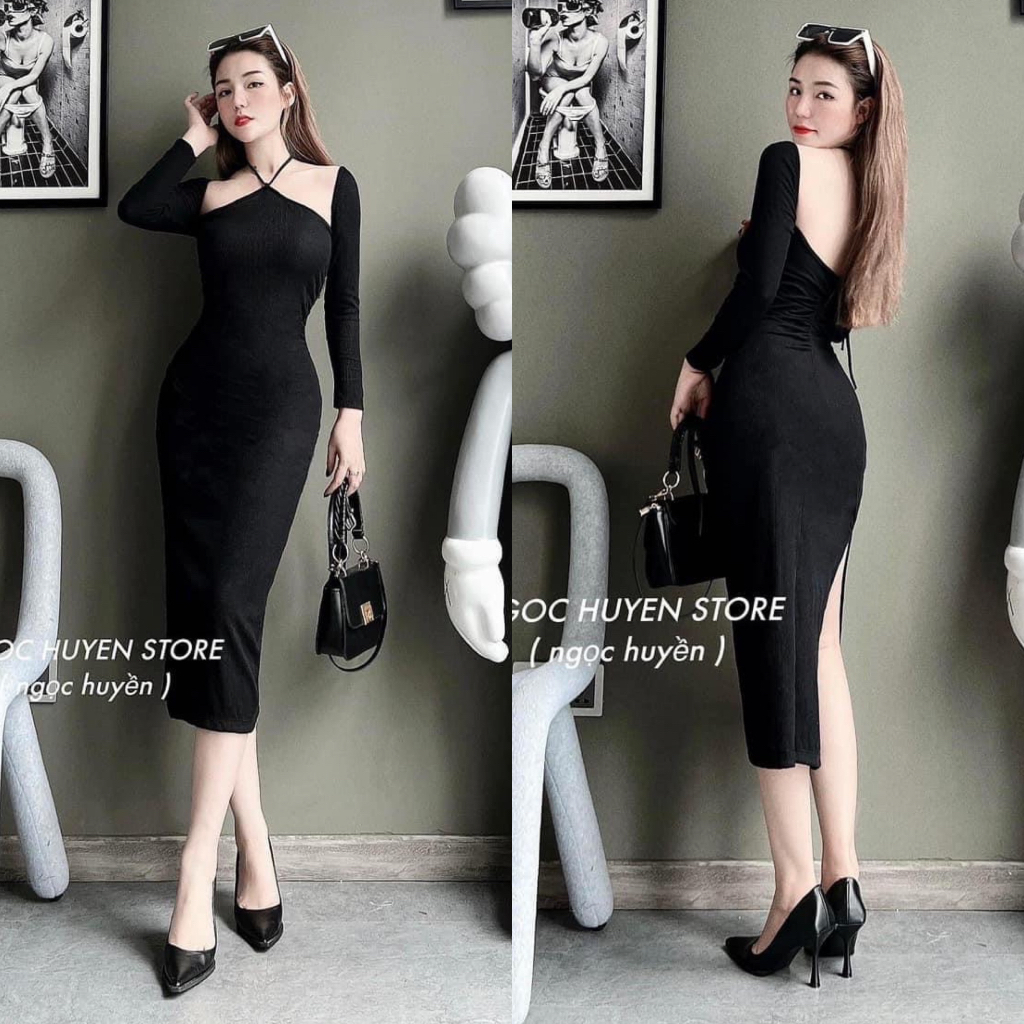 ĐẦM BODY DÂY CỔ YẾM