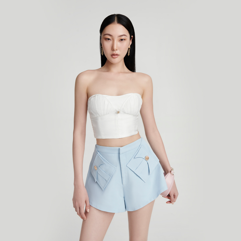 [Mã FATP17 giảm 50K đơn 200K] DEAR JOSÉ - Áo ống crop top Oyster vải organza trắng