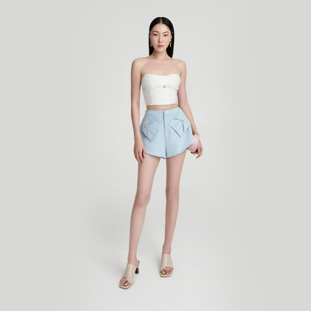 [Mã FATP17 giảm 50K đơn 200K] DEAR JOSÉ - Áo ống crop top Oyster vải organza trắng