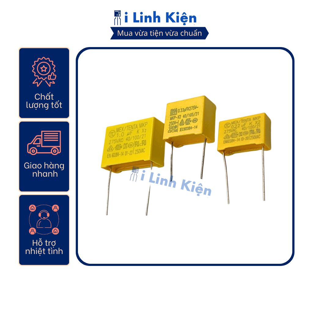 Tụ lọc nguồn AC 0.22uF 275V 224K chân 10mm