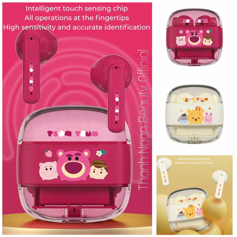 Tai Nghe Bluetooth Tsum Lotso Hồng A11 x Disney Chính Hãng