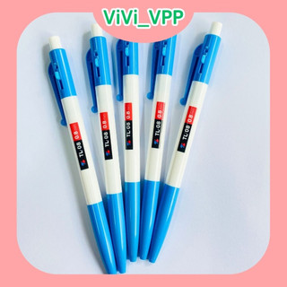 COMBO 5 cây bút bi Thiên Long mực xanh 0.8mm đậm nét, đều chính hãng - Bút bi bấm màu xanh giá rẻ