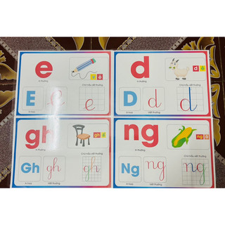 Thẻ nhận biết chữ số và chữ cái in 2 mặt(29 chữ đơn,11 chữ ghép,số 1-10